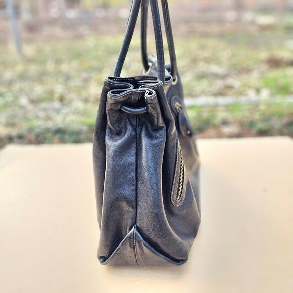 FURLA Black Leather Shoulder Bag Vintage - Picture 10 of 11